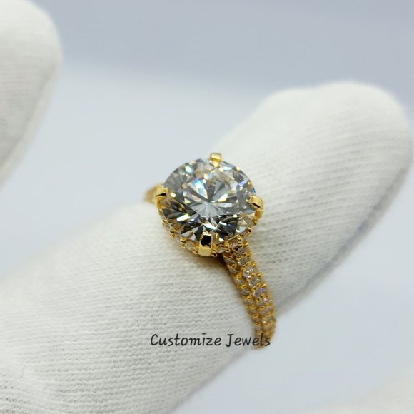 IGI 3.70 CT Round Lab Created Diamond Engagement Ring In 14k Gold,G-VS1,Ex - Picture 6 of 10